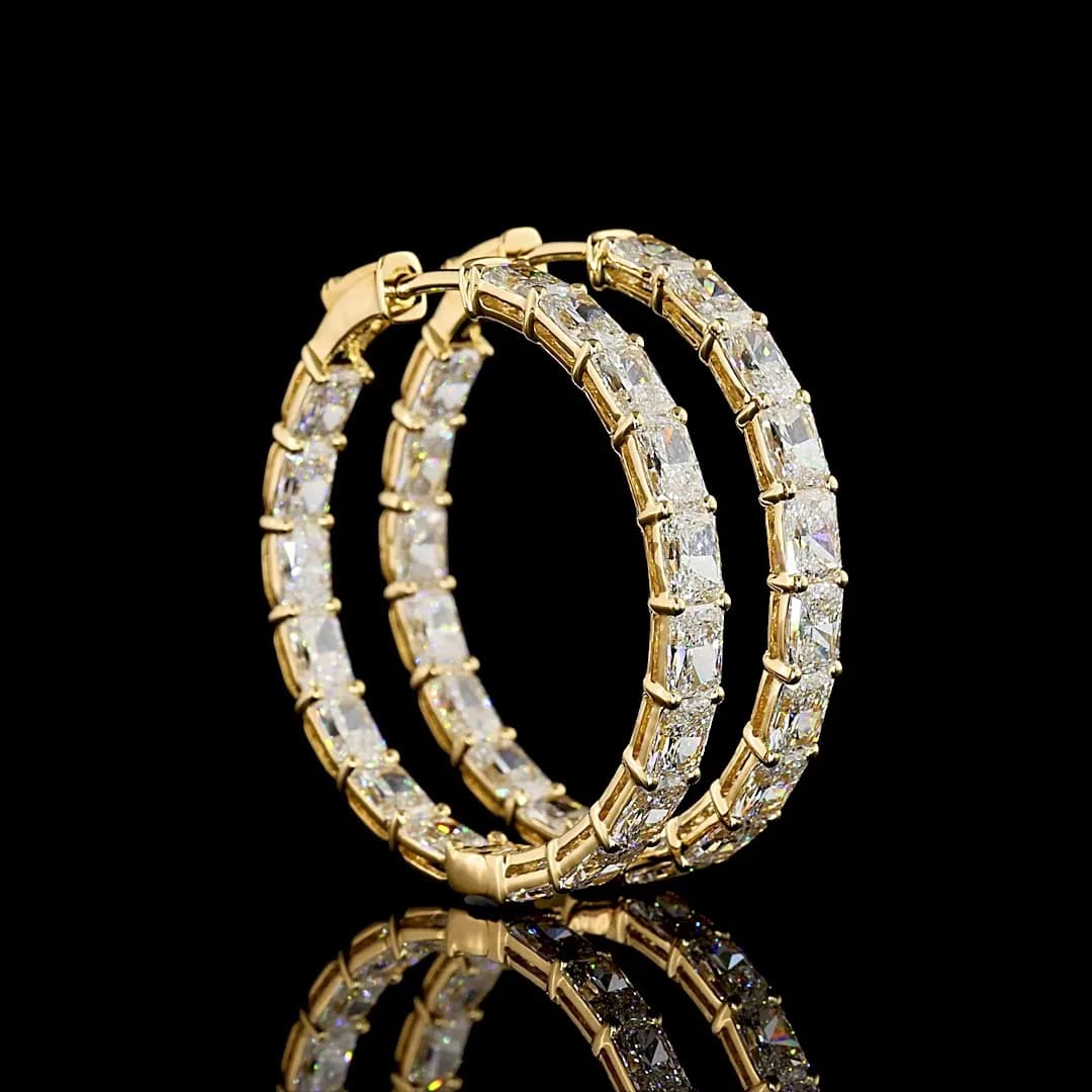 8 Carat Radiant Cut Diamond Hoops | Éclat Hoop Collection